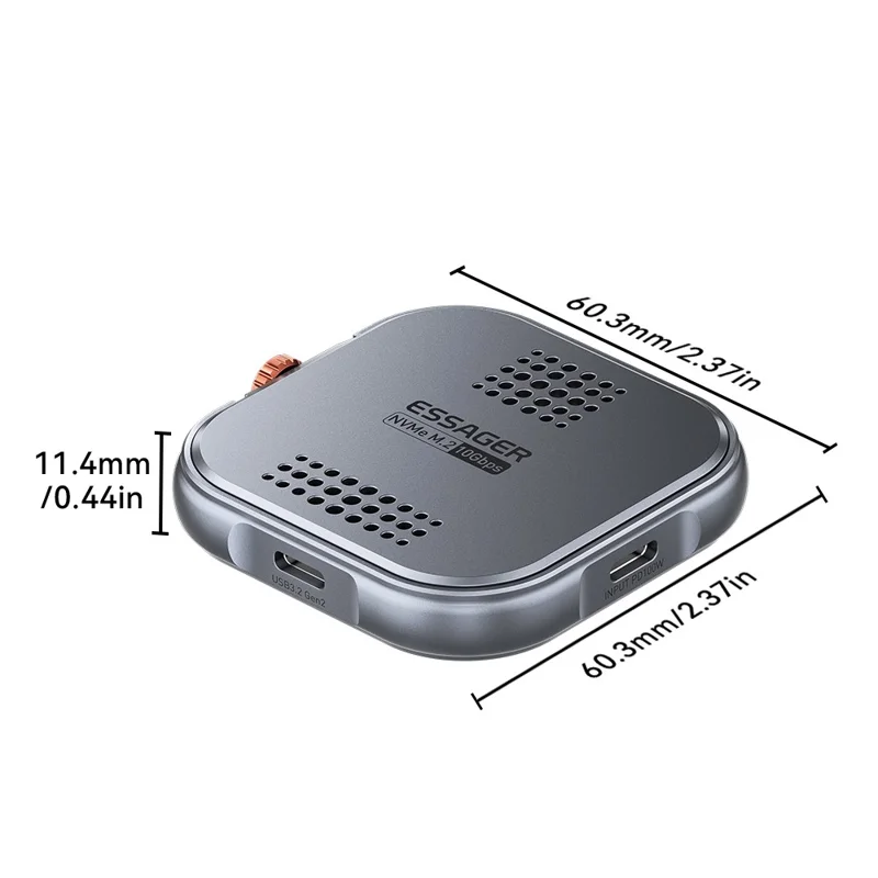 ESSAGER Aluminum Alloy Gen2 10Gbps Magnetic Hard Drive Enclosure NVME  /  2230  /  M.2 Hard Disk Enclosure