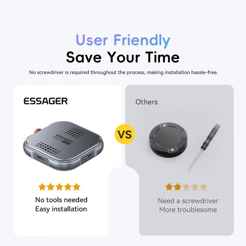 ESSAGER Aluminum Alloy Gen2 10Gbps Magnetic Hard Drive Enclosure NVME  /  2230  /  M.2 Hard Disk Enclosure