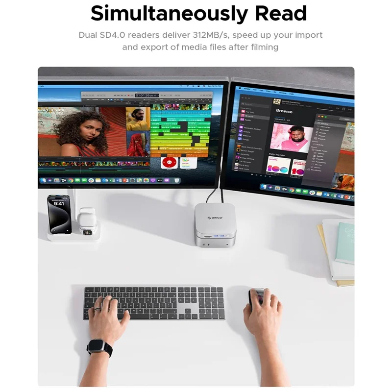 ORICO-M49P 10 Gbps 9 w 1 MiniLink Pulpitowe Rozszerzenie SSD z Wentylacją 360° - Biały / Wtyk UK