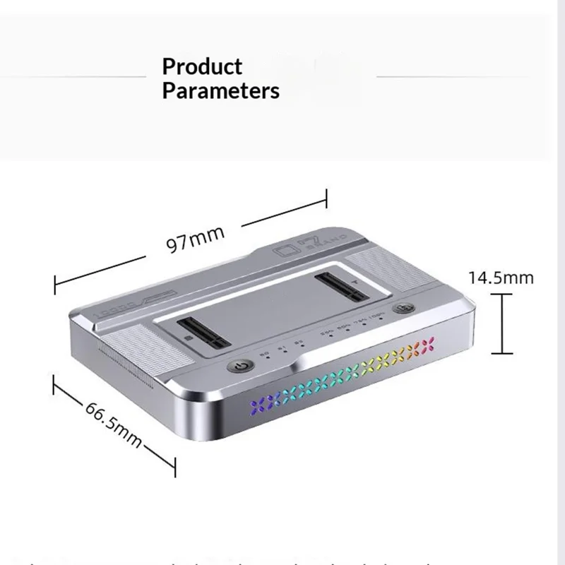 Dual Bay M.2 NVMe / SATA SSD Cloning Dock, Offline One-Key Copy, 5Gbps USB-C 3.2 Hard Drive Enclosure, SATA-to-SATA Clone - Silver