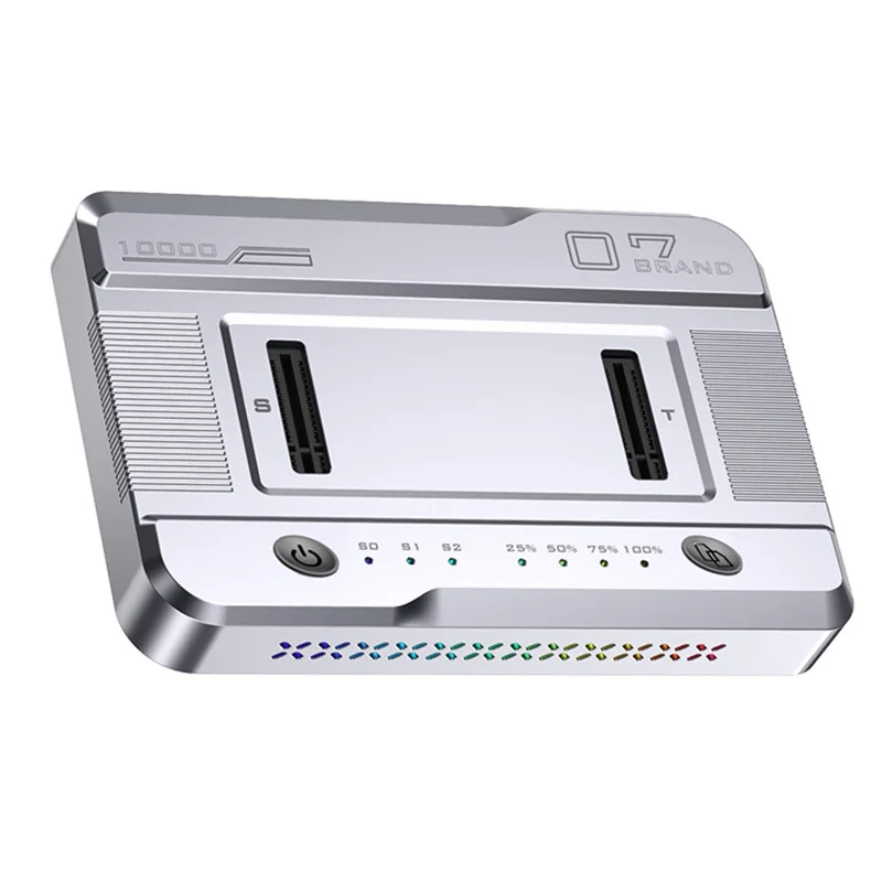 Dual Bay M.2 SSD Cloning Dock, 20Gbps NVMe to NVMe Offline Clone, One-Key Copy Type-C 3.2 Enclosure, Dual Drive Read - Silver