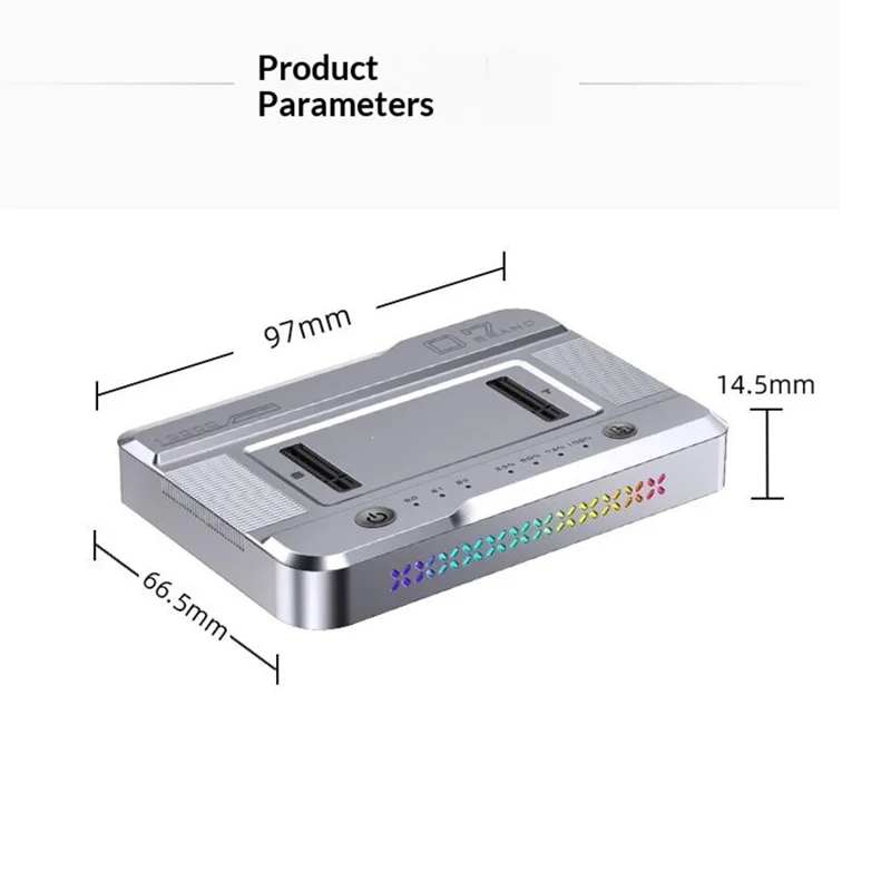 Dual Bay M.2 SSD Cloning Dock, 20Gbps NVMe to NVMe Offline Clone, One-Key Copy Type-C 3.2 Enclosure, Dual Drive Read - Silver