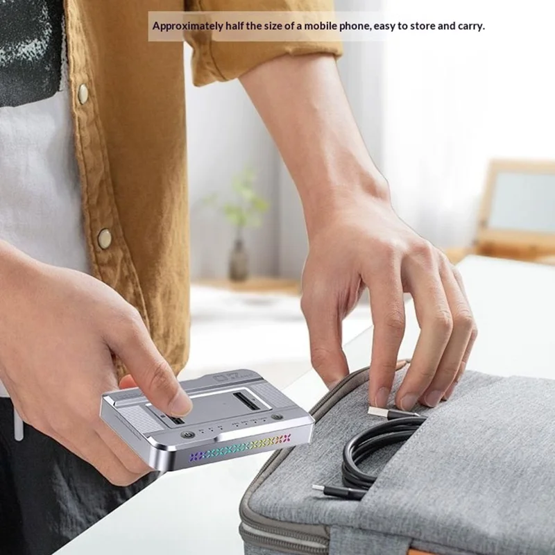 Dual Bay M.2 SSD Cloning Dock, 20Gbps NVMe to NVMe Offline Clone, One-Key Copy Type-C 3.2 Enclosure, Dual Drive Read - Silver