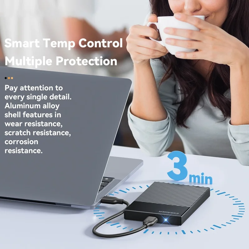 ESSAGER 2.5 Inch SATA 3.0 Hard Drive Enclosure USB 3.0 5Gbps UASP TRIM Hard Disk Case for HDD SSD