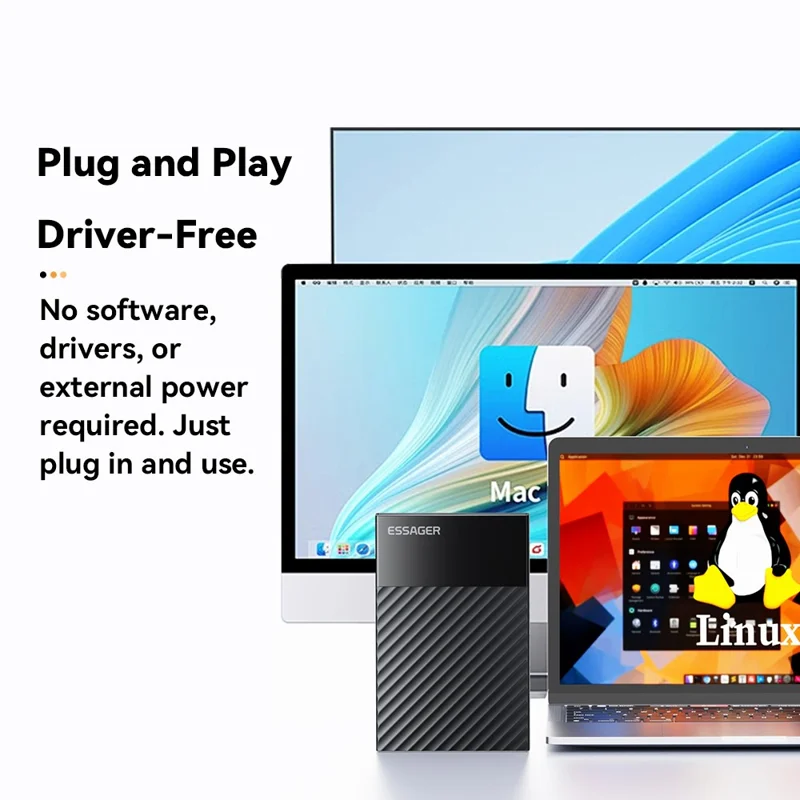 ESSAGER 2.5 Inch SATA 3.0 Hard Drive Enclosure USB 3.0 5Gbps UASP TRIM Hard Disk Case for HDD SSD