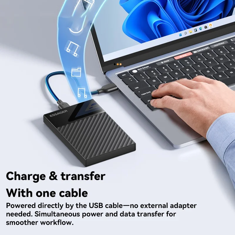 ESSAGER 2.5 Inch SATA 3.0 Hard Drive Enclosure USB 3.0 5Gbps UASP TRIM Hard Disk Case for HDD SSD
