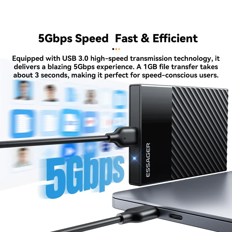 ESSAGER 2.5 Inch SATA 3.0 Hard Drive Enclosure USB 3.0 5Gbps UASP TRIM Hard Disk Case for HDD SSD
