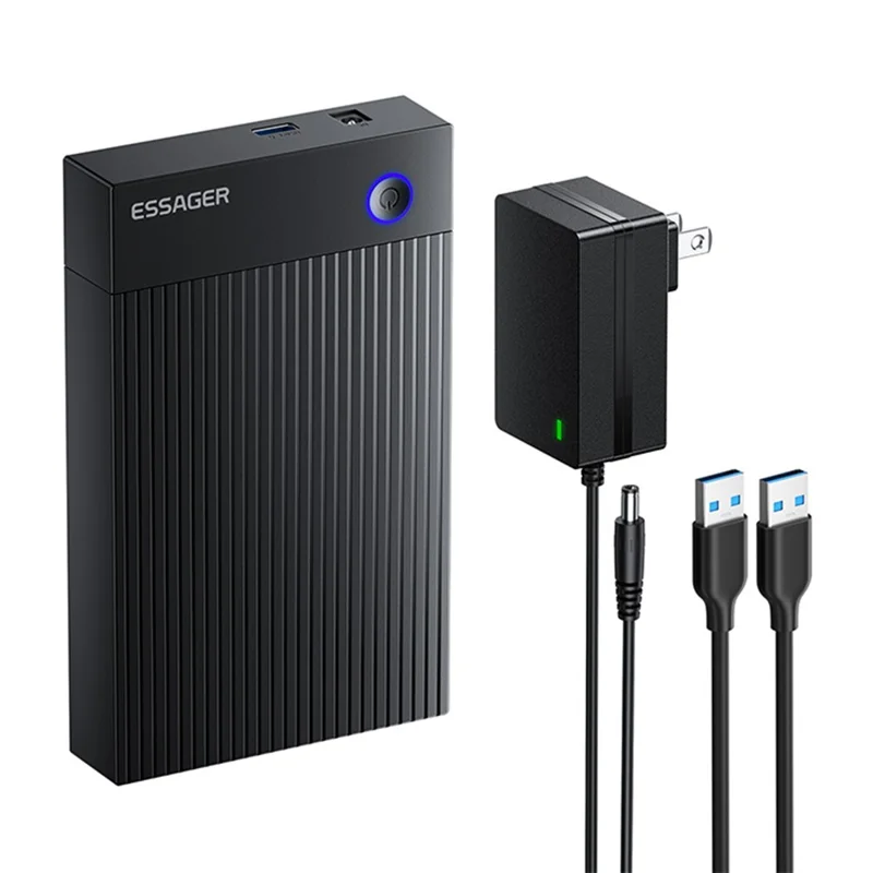 ESSAGER 3.5 Inch SATA 3.0 HDD SSD Enclosure 5Gbps USB 3.0 External Hard Drive Case - US Plug
