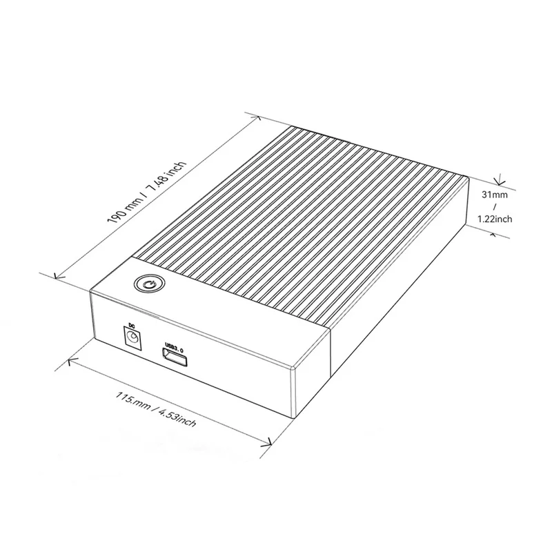 ESSAGER 3,5 tum SATA 3.0 HDD SSD-hölje 5 Gbps USB 3.0 utombärs hårddisklåda – UK-uttag