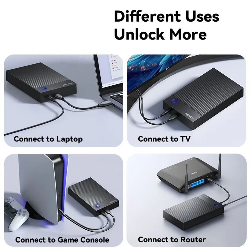 ESSAGER 3,5 tum SATA 3.0 HDD SSD-hölje 5 Gbps USB 3.0 utombärs hårddisklåda – UK-uttag