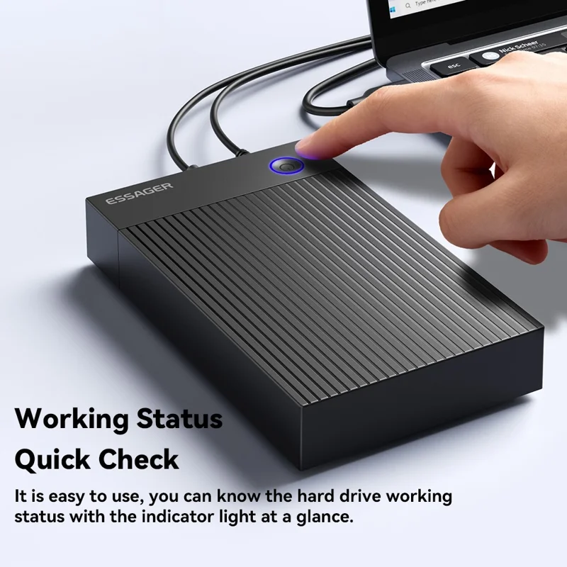 ESSAGER 3,5 tum SATA 3.0 HDD SSD-hölje 5 Gbps USB 3.0 utombärs hårddisklåda – UK-uttag