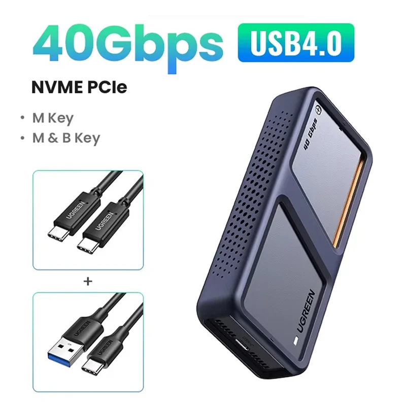 UGREEN CM642-15976 Custodia per SSD USB 4.0 a 40 Gbps, Custodia per Disco Rigido M.2 NVMe con Turboventola per Mac e Windows