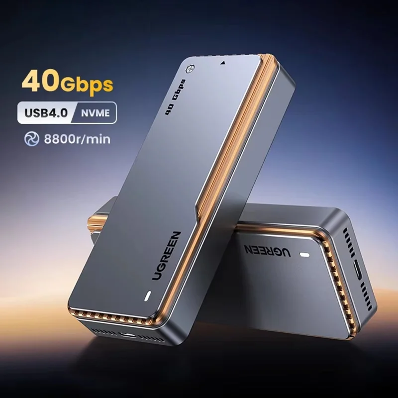 UGREEN CM642-15976 Custodia per SSD USB 4.0 a 40 Gbps, Custodia per Disco Rigido M.2 NVMe con Turboventola per Mac e Windows