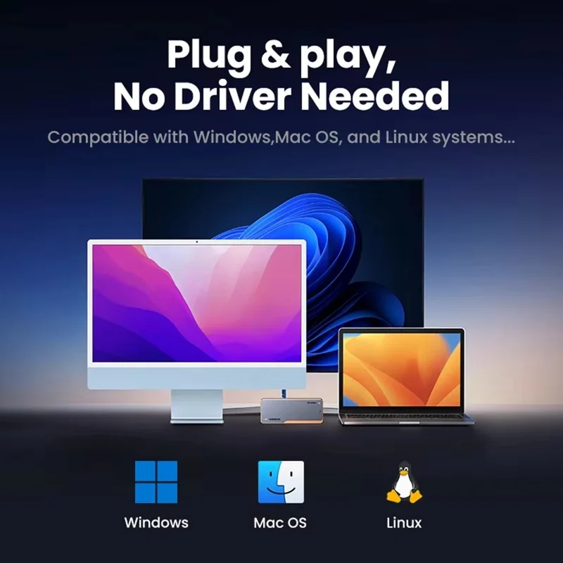 UGREEN CM642-15976 Custodia per SSD USB 4.0 a 40 Gbps, Custodia per Disco Rigido M.2 NVMe con Turboventola per Mac e Windows