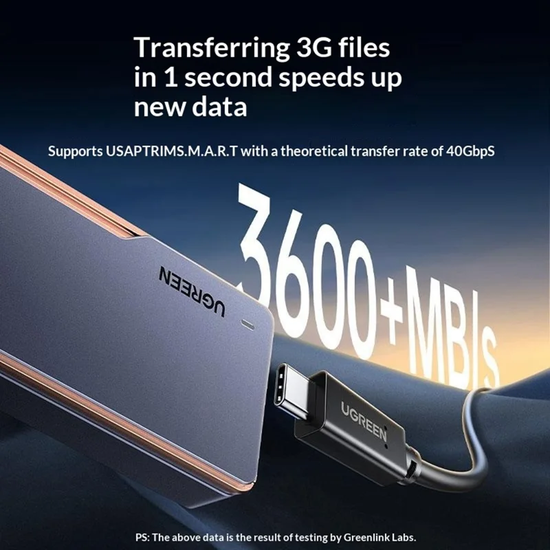 UGREEN CM642-15976 Custodia per SSD USB 4.0 a 40 Gbps, Custodia per Disco Rigido M.2 NVMe con Turboventola per Mac e Windows