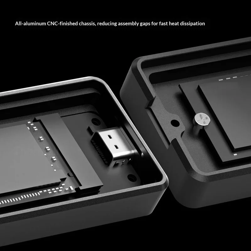 THERMALRIGHT HR-EB109 C M.2 NVMe SSD Enclosure USB 3.2 Gen2 10Gbps Type-C Cable Aluminum Alloy CNC External Hard Drive Case - Black
