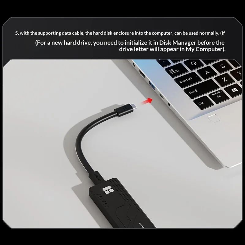 THERMALRIGHT HR-EB109 C M.2 NVMe SSD Enclosure USB 3.2 Gen2 10Gbps Type-C Cable Aluminum Alloy CNC External Hard Drive Case - Black