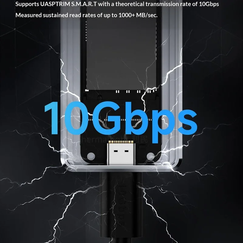 THERMALRIGHT HR-EB109 AC M.2 NVMe SSD-enclosure med USB-A til USB-C kabel USB 3.2 Gen2 10 Gbps Type-C kabel, ydre harddiskkabinet i aluminiumslegering med CNC-bearbejdning – Grå