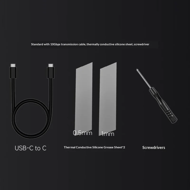 THERMALRIGHT HR-EB109 DUAL C M.2 NVMe SATA SSD Enclosure Type-C Cable USB 3.2 Gen2 10Gbps Aluminum Alloy External Hard Drive Case - Grå