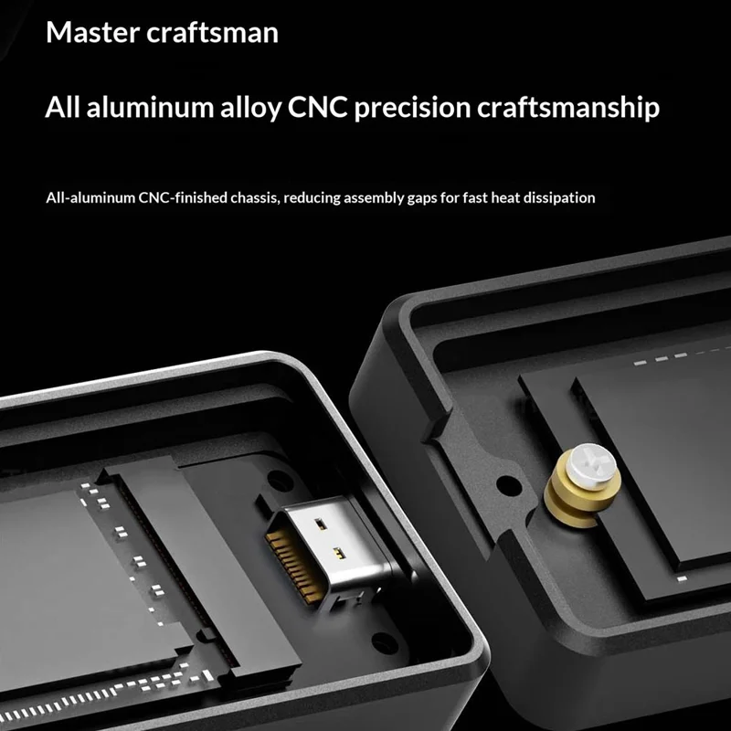 THERMALRIGHT HR-EB105 C M.2 NVMe SSD Enclosure USB 3.2 Gen2 Type-C Cable Aluminum Alloy CNC 8TB External Hard Drive Case - Black
