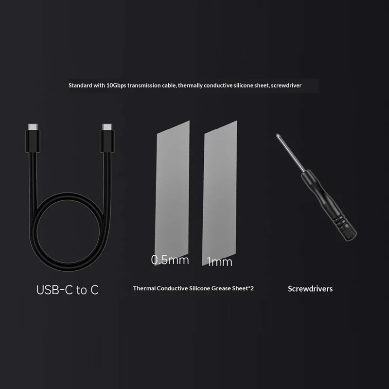 THERMALRIGHT HR-EB105 AC Obudowa M.2 NVMe SSD z kablem USB-A do USB-C, aluminiowa obudowa zewnętrzna USB3.2 Gen2 Typ-C, 10 Gbps, obudowa na dysk twardy - Szary