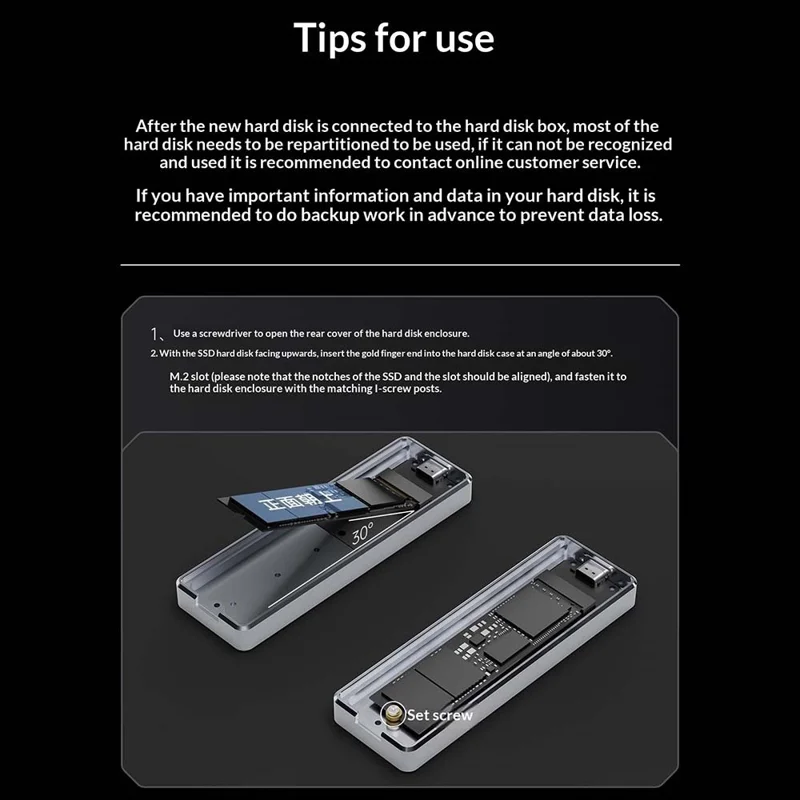 THERMALRIGHT HR-EB105 AC Obudowa M.2 NVMe SSD z kablem USB-A do USB-C, aluminiowa obudowa zewnętrzna USB3.2 Gen2 Typ-C, 10 Gbps, obudowa na dysk twardy - Szary