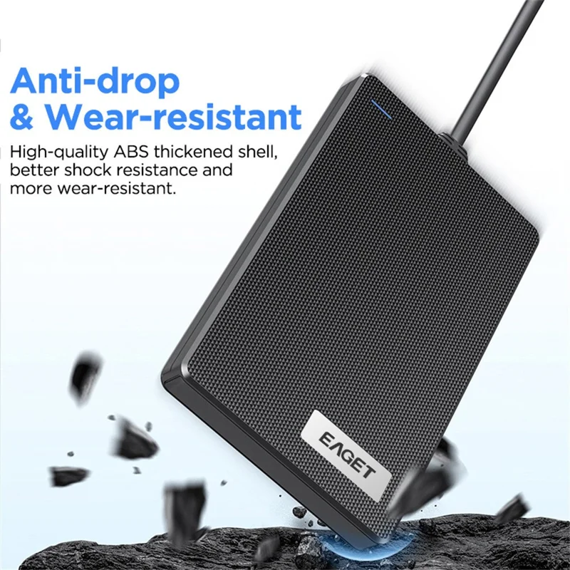 EAGET CE10 2.5-calowa Obudowa Dysku HDD, Obudowa Zewnętrzna na Dysk Twardy SATA USB 3.0 z Kablem USB-A - Czarny