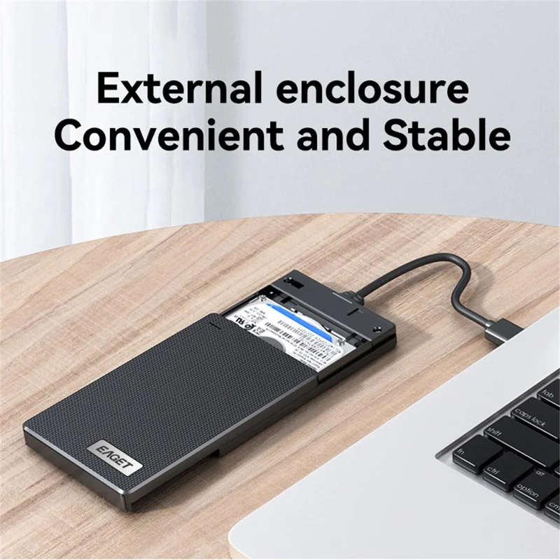 EAGET CE10 2.5-calowa Obudowa Dysku HDD, Obudowa Zewnętrzna na Dysk Twardy SATA USB 3.0 z Kablem USB-A - Czarny