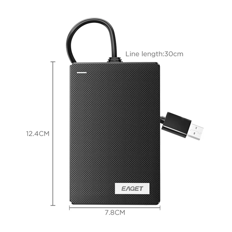 EAGET CE10 2.5-calowa Obudowa Dysku HDD, Obudowa Zewnętrzna na Dysk Twardy SATA USB 3.0 z Kablem USB-A - Czarny