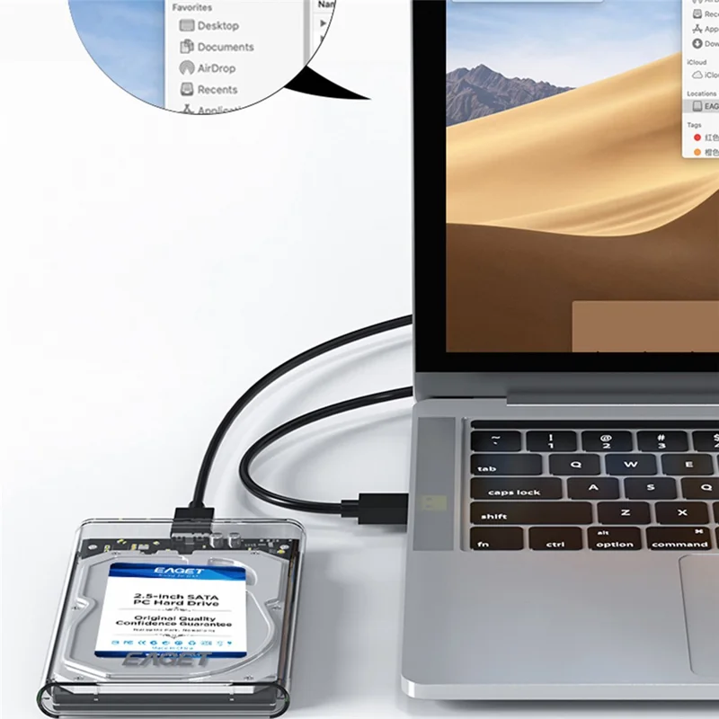 EAGET E10 2,5-calowa obudowa SSD HDD SATA do USB 3.0 przezroczysta obudowa dysku twardego z montażem bez narzędzi - Czarny