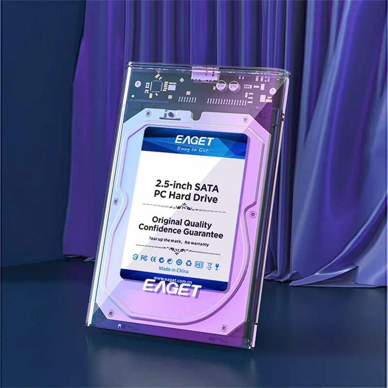 EAGET E10 2,5-calowa obudowa SSD HDD SATA do USB 3.0 przezroczysta obudowa dysku twardego z montażem bez narzędzi - Czarny