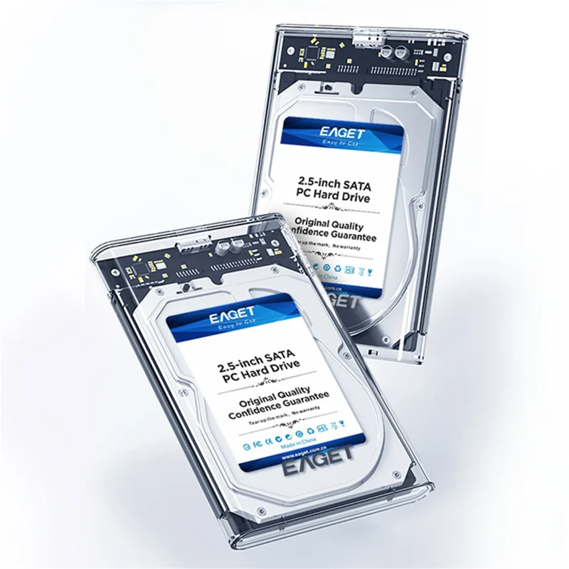EAGET E10 2,5-calowa obudowa SSD HDD SATA do USB 3.0 przezroczysta obudowa dysku twardego z montażem bez narzędzi - Czarny