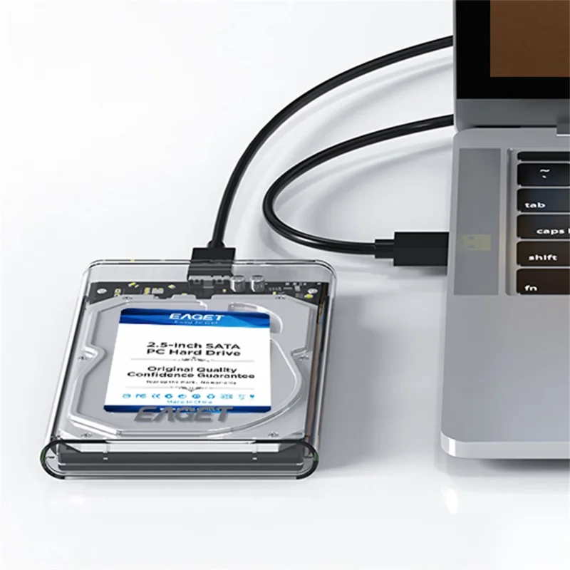 EAGET E10 2,5-calowa obudowa SSD HDD SATA do USB 3.0 przezroczysta obudowa dysku twardego z montażem bez narzędzi - Czarny