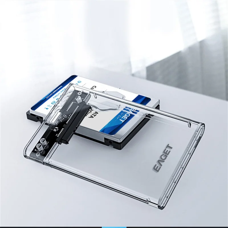 EAGET E10 2,5-calowa obudowa SSD HDD SATA do USB 3.0 przezroczysta obudowa dysku twardego z montażem bez narzędzi - Czarny
