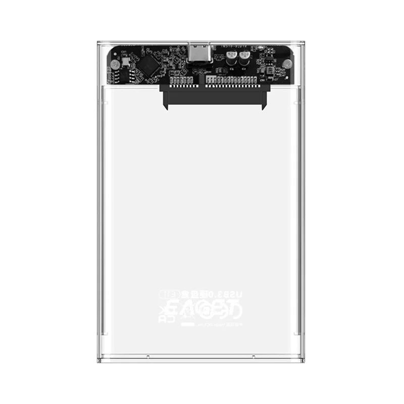 EAGET E11 2.5 Inch SATA External SSD & HDD Enclosure USB-C 3.1 Tool-Free Clear Hard Drive Case - Black