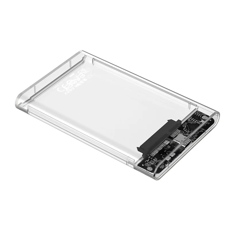 EAGET E11 2.5 Inch SATA External SSD & HDD Enclosure USB-C 3.1 Tool-Free Clear Hard Drive Case - Black