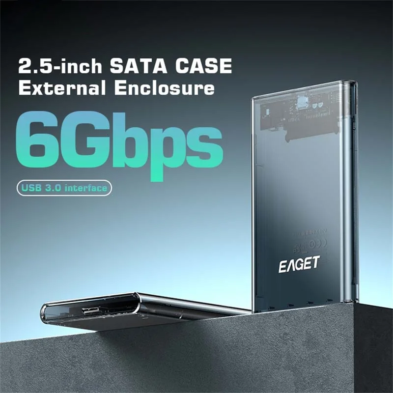 EAGET E16 2,5-calowy przenośny zewnętrzny kadłub dysku twardego USB 3.0 Type-C SATA SSD HDD, obudowa dysku