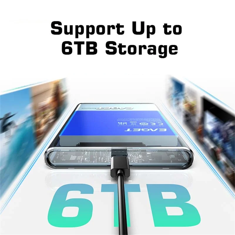 EAGET E16 2,5-calowy przenośny zewnętrzny kadłub dysku twardego USB 3.0 Type-C SATA SSD HDD, obudowa dysku