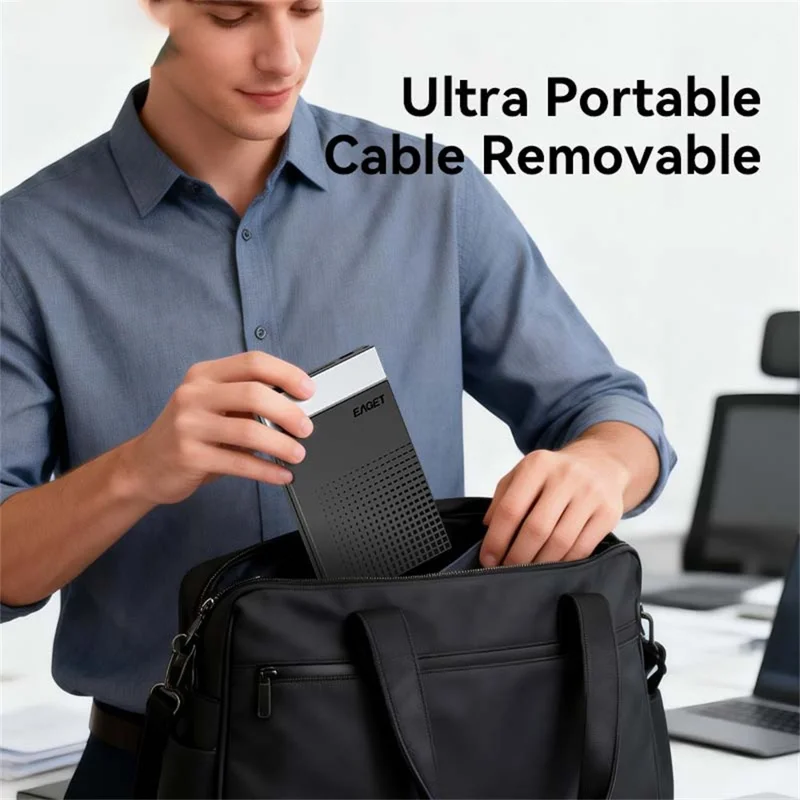 EAGET E51 2.5 Inch External Hard Drive Enclosure Type-C to USB-A Cable Tool-Free 5Gbps SSD & HDD Hard Drive Case - Black