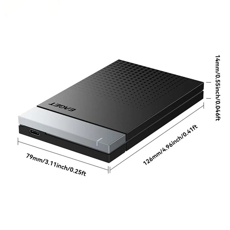 EAGET E51 2.5 Inch External Hard Drive Enclosure Type-C to USB-A Cable Tool-Free 5Gbps SSD & HDD Hard Drive Case - Black