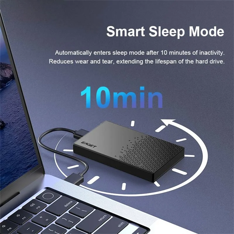 EAGET E60 2.5 Inch External Hard Drive Enclosure 6TB Micro-B to USB-A Cable 5Gbps Portable Hard Drive Case for SSD HDD - Black