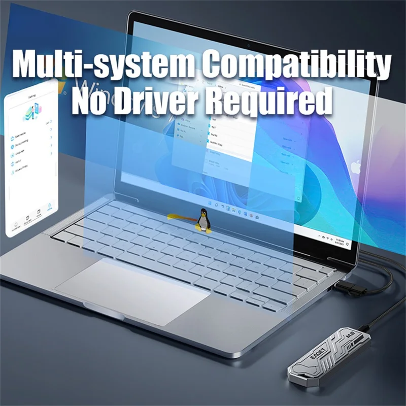 EAGET SE910D M.2 NVMe SATA External Enclosure USB3.2 10Gbps Aluminum Alloy SSD Hard Drive Case for 2230  /  2242  /  2280 - Grey