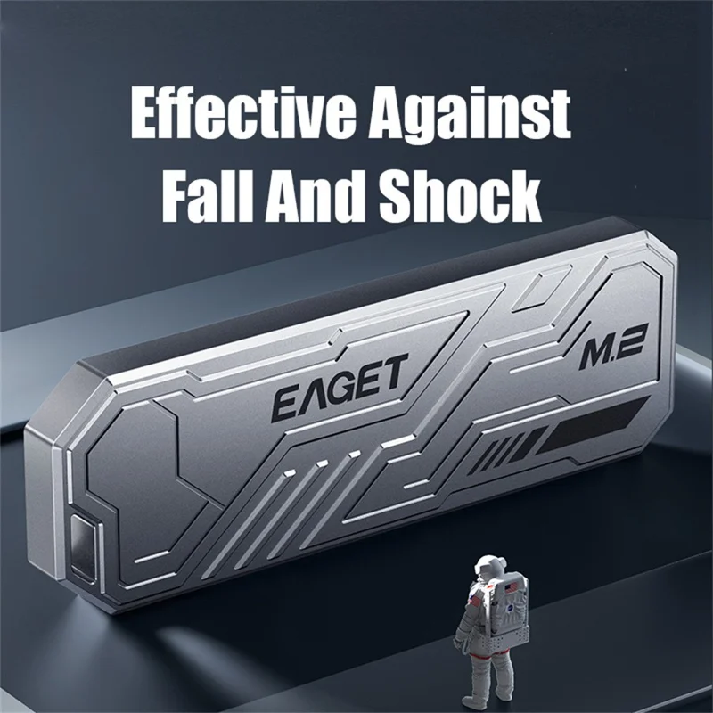 EAGET SE910D M.2 NVMe SATA External Enclosure USB3.2 10Gbps Aluminum Alloy SSD Hard Drive Case for 2230  /  2242  /  2280 - Grey