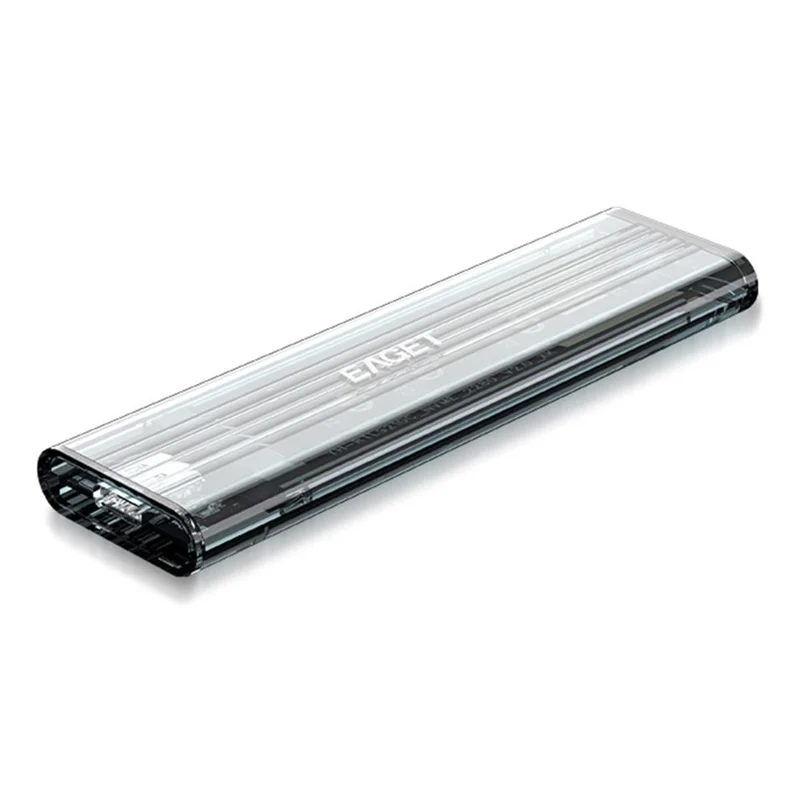 EAGET SE150D M.2 NVMe SATA Enclosure 10Gbps Type-C 3.2 Tool-free Installation Transparent External SSD Hard Drive Case