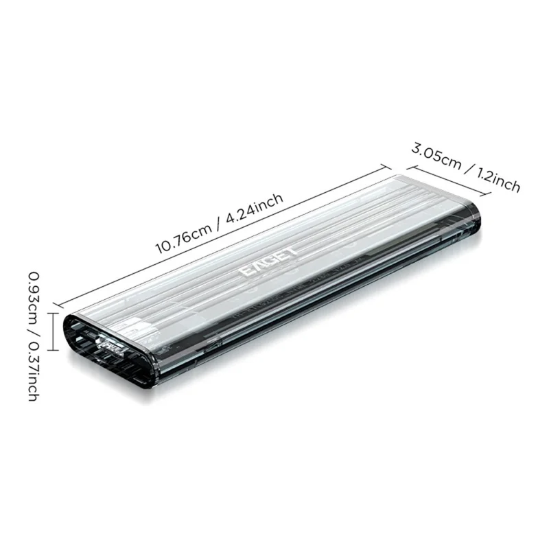 EAGET SE150D M.2 NVMe SATA Enclosure 10Gbps Type-C 3.2 Tool-free Installation Transparent External SSD Hard Drive Case