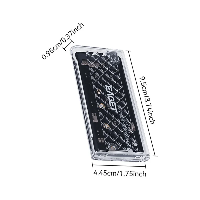 EAGET SE160D M.2 NVME SATA Enclosure Transparent USB 3.2 10Gbps Dual Protocol SSD Hard Drive Case for 2230  /  2242  /  2260  /  2280