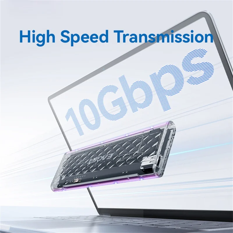 EAGET SE160D M.2 NVME SATA Enclosure Transparent USB 3.2 10Gbps Dual Protocol SSD Hard Drive Case for 2230  /  2242  /  2260  /  2280