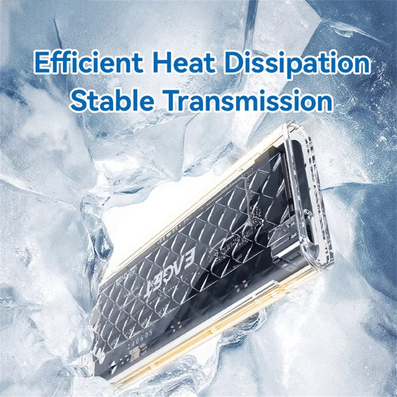 EAGET SE160D M.2 NVME SATA Enclosure Transparent USB 3.2 10Gbps Dual Protocol SSD Hard Drive Case for 2230  /  2242  /  2260  /  2280