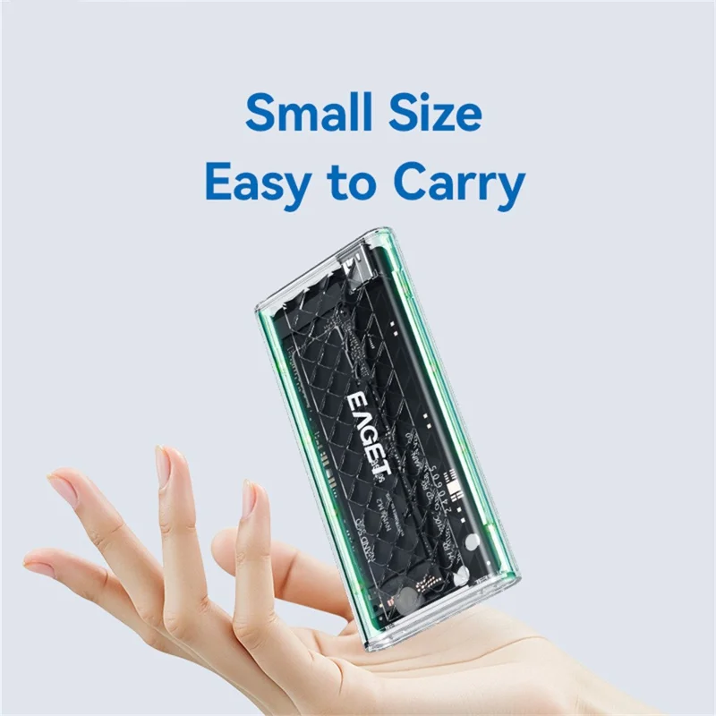 EAGET SE160D M.2 NVME SATA Enclosure Transparent USB 3.2 10Gbps Dual Protocol SSD Hard Drive Case for 2230  /  2242  /  2260  /  2280