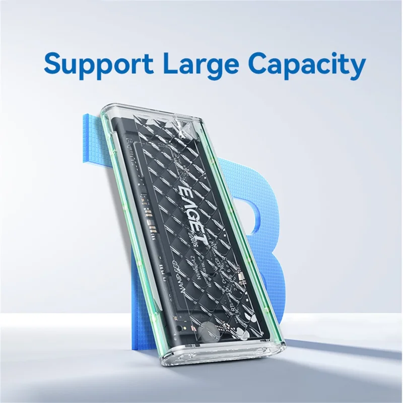 EAGET SE160N M.2 NVMe SSD Hard Drive Case Transparent RGB USB 3.2 Gen2 10Gbps Hard Drive Enclosure